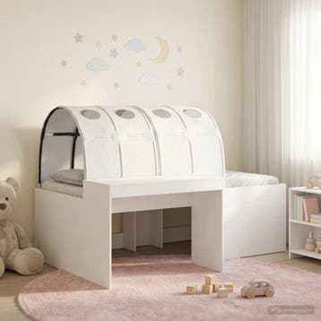 vidaXL Bed met Tunnel 3 st Artisian Eik en Wit Bewerkt hout, Verzenden, Nieuw, Wit, Hout