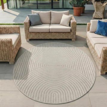 Rond Japandi Vloerkleed | Nova | Bogen | Crème | 160x160 cm, Verzenden, Nieuw