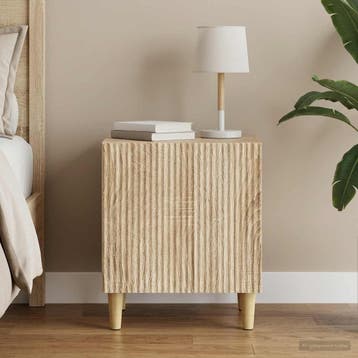 vidaXL Nachtkastje Sonoma Eiken 43 x 34,5 x 50 cm Bewerkt, Minder dan 45 cm, Verzenden, Nieuw, Minder dan 55 cm