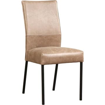 Leren eetkamerstoel Real - Vintage Taupe (taupe/bruin) -, Huis en Inrichting, Stoelen, Bruin, Nieuw, Ophalen of Verzenden, Eén