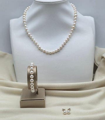 Zonder minimumprijs - 3-delige sieradenset Zilver Parel -