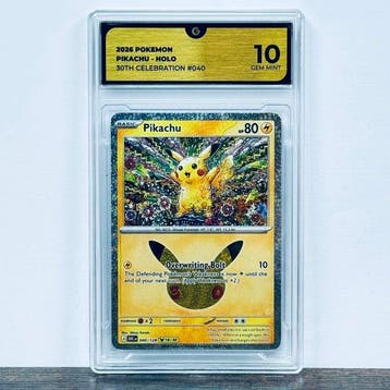 Pokémon Graded card - Pikachu Holo 040 - 30th Anniversary –, Nieuw