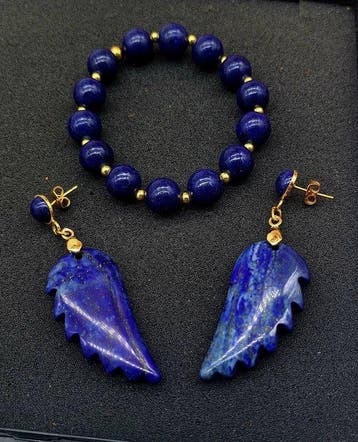 Lapis Lazuli AA, armband, oorbellen - Parure