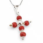 Koraal - Zilver - Ketting met hanger - handgemaakt, Verzamelen, Mineralen en Fossielen