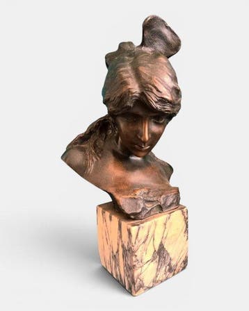 Buste, Damina - 25 cm - Brons, Antiek en Kunst