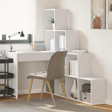 vidaXL Hoekbureau met plank Wit 101,5 x 149,5 x 149,5 cm, Huis en Inrichting, Bureaus, Verzenden, Nieuw