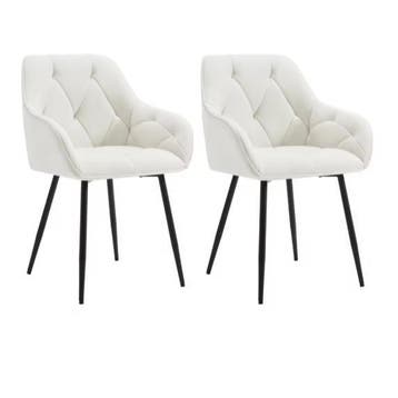 Set van 2 Fluwelen Eetkamerstoelen –Rugleuning en Armleuning, Huis en Inrichting, Stoelen, Verzenden, Nieuw