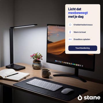 Stane Bureaulamp LED Dimbaar - 5 Lichtkleuren (2700K-6000K), Ophalen of Verzenden, Zo goed als nieuw