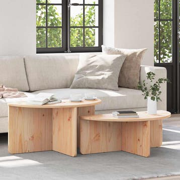 vidaXL Salontafel 2 st Naturel 79 x 39,5 x 40 cm Massief, Verzenden, Nieuw, Grenenhout
