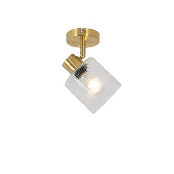 Art Deco plafondspot goud met glas verstelbaar - Laura, Verzenden, Nieuw, Glas
