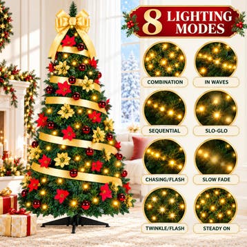 Kerstboom met verlichting - Kunstkerstboom - 180 cm - Met st, Verzenden, Zo goed als nieuw