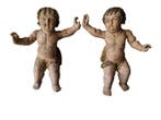 sculptuur, Paires danges de retable , Baroque XVIII - 40 cm