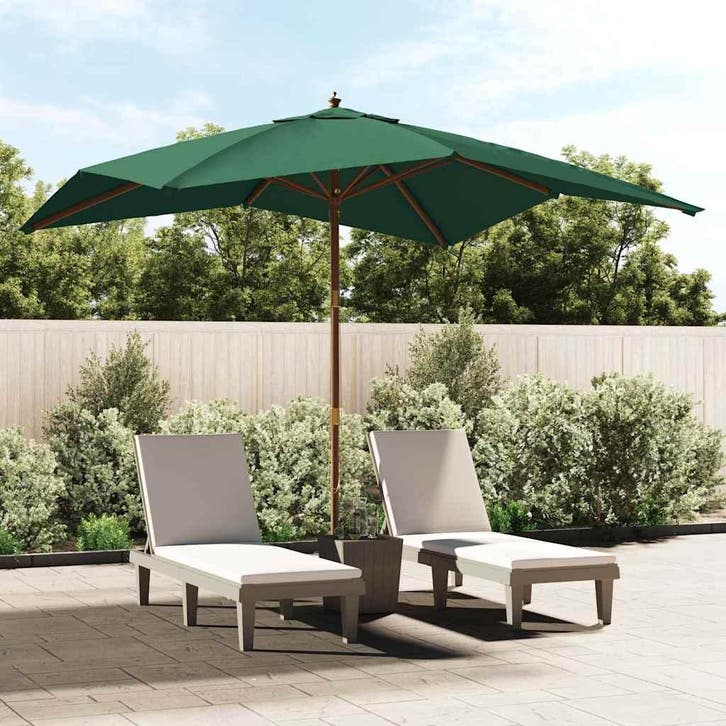 vidaXL Parasol met houten paal 300x300x273 cm groen, Tuin en Terras, Parasols, Nieuw, 3 tot 4 meter, Verzenden