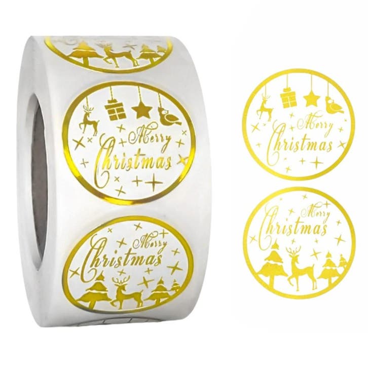 500 Kerst Stickers Op Rol - 2.5cm - Kerststickers -, Diversen, Cadeauverpakkingen, Verzenden
