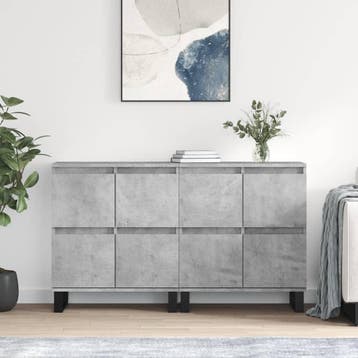 vidaXL Dressoirs 2 st bewerkt hout betongrijs, Verzenden, Nieuw, Overige houtsoorten