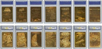 Star Wars - Lot of 7 - Original Gold Cards (23K) - Graded, Nieuw