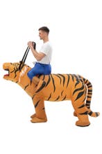 KIMU® Opblaas Kostuum Zittend Op Tijger Opblaasbaar Pak Tijg, Carnaval, Nieuw, Overige maten, Ophalen of Verzenden