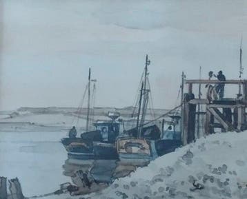 Robert Yan (1901-1994) - Chalutiers a quai, Antiek en Kunst