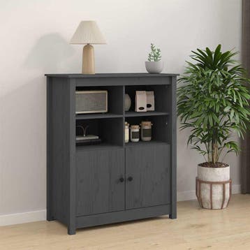 vidaXL Dressoir 83x41,5x100 cm massief grenenhout grijs, Verzenden, Nieuw, Grenenhout, Minder dan 50 cm