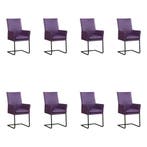 Set van 8 Leren eetkamerstoelen Ruler - Toledo Aubergine, Ophalen of Verzenden, Nieuw, Leer, Vijf, Zes of meer stoelen
