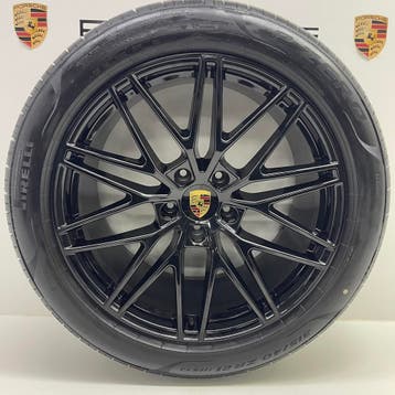 Porsche Cayenne E3 II ORIGINELE 21 RS Spyder zwart + banden, Auto-onderdelen, Ophalen, Gebruikt, Banden en Velgen, 21 inch