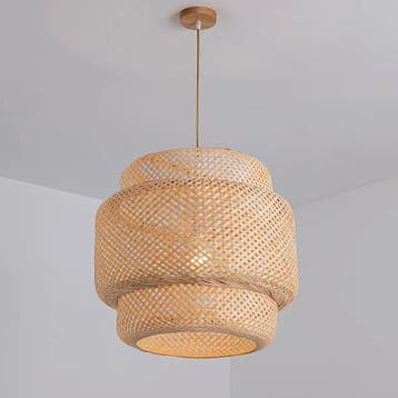 Bamboe Plafondlamp E27 - Handgeweven Rotan Hanglamp 30x35cm, Huis en Inrichting, Verzenden, Nieuw