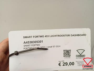 Smart Fortwo 453 2015+ Luchtrooster dashboard A4538305301, Ophalen, Gebruikt, Smart
