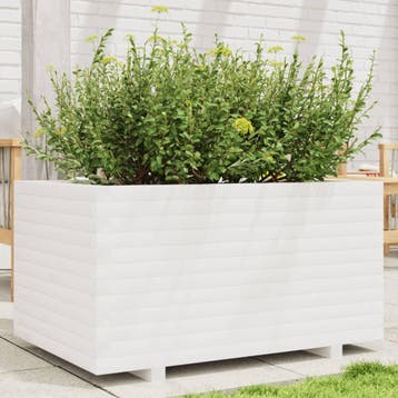 vidaXL Plantenbak 90x60x49,5 cm massief grenenhout wit, Verzenden, Nieuw, Hout, 60 tot 100 cm