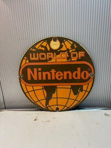 Emaille reclamebord - World of Nintendo – rond emaille