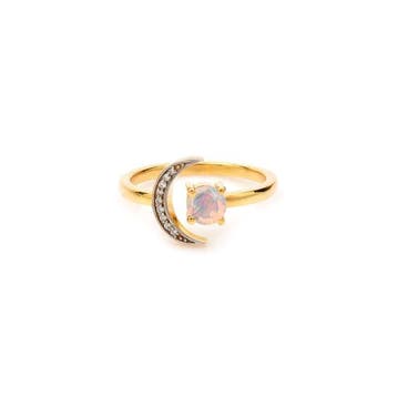 Stapelring - 14 karaat Geel goud - 0.40ct. tw. Opaal -