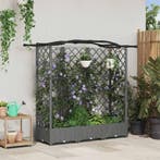 vidaXL Verhoogd Bed met Trellis en Dak Lichtgrijs 163 x 40 x, Verzenden, Nieuw, Minder dan 60 cm, 60 cm of meer