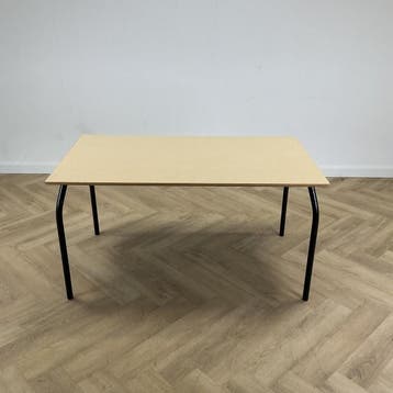 kantinetafel 140x80 cm, beige - zwart, Ophalen of Verzenden, Gebruikt, Bureau