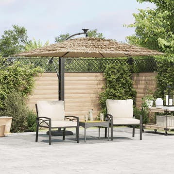 vidaXL Parasol met stalen paal 246x246x230 cm bruin, Verzenden, Nieuw, 2 tot 3 meter