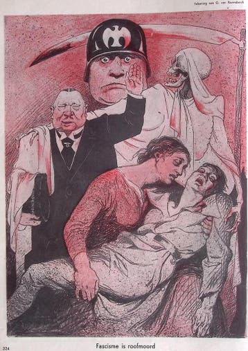 Het fascisme van Mussolini op spotprent (lijst optie), Verzenden