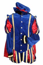 Piet Fluweel Met Cape Malaga Blauw-Rood - XL, Verzenden, Nieuw