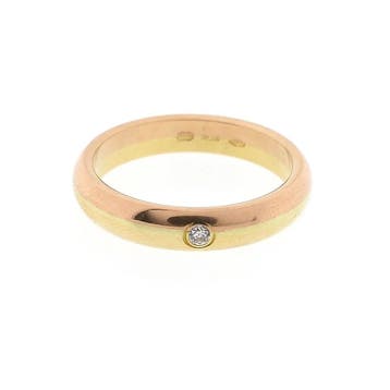 18 Krt. Bicolor gouden (trouw)ring met zirconia, Sieraden, Tassen en Uiterlijk, Gebruikt, Ophalen of Verzenden, 17 tot 18, Met edelsteen