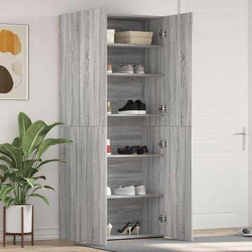 vidaXL Schoenenkast 80 x 35.5 x 180 cm Bewerkt hout Grijs, Verzenden, Nieuw