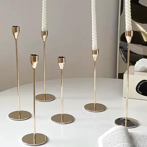 Hoge Metalen Kandelaar – Moderne Kaarsenhouder Decoratie, Huis en Inrichting, Woonaccessoires | Kandelaars en Kaarsen, Nieuw, Verzenden