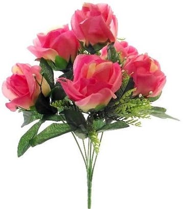 Zijden Rozen met Gips en Blad Cerise Boeketje 33 cm, Ophalen of Verzenden, Nieuw