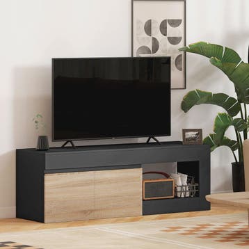 Moderne TV Meubel met 2 Deuren en Open Compartiment - Zwart/, Verzenden, Nieuw