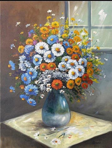 Le Van H - Symphonie de Marguerites 80 60 cm  Vendu sans