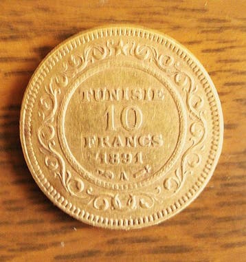 Tunesië (Frans protectoraat). 10 Francs 1891-A, Paris