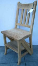 Trapstoel 2-in-1, stoel en huishoudtrapje / ladder in-een, Bruin, Nieuw, Ophalen of Verzenden, Teakhout, robuust, blank hout, rustiek, hout, natuurlijk, stoer