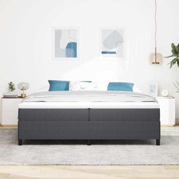 vidaXL Boxspringbed Donkergrijs 200 x 200 cm Katoen Stof, Verzenden, Nieuw, Tweepersoons, Stof