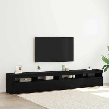 vidaXL TV-kast 2 pcs Zwart Eiken 240 x 35 x 40 cm Bewerkt, Minder dan 50 cm, Verzenden, Nieuw, Minder dan 100 cm