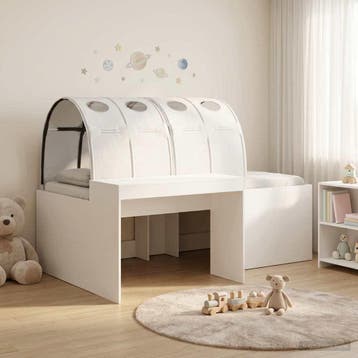 vidaXL Hoge Bed Frame met Bureau voor Kinderen 3 st Wit, Verzenden, Nieuw, Wit, Hout