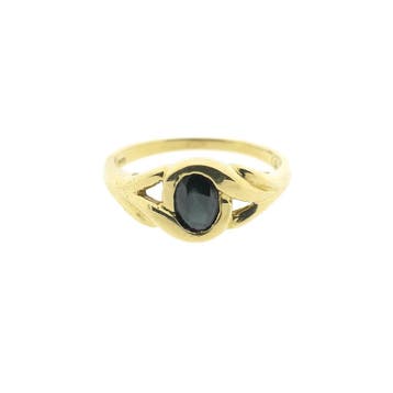 Vintage gouden ring met saffier, Gebruikt, Ophalen of Verzenden, 17 tot 18, Met edelsteen