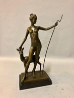 sculptuur, Diana and Doe - 32 cm - Brons