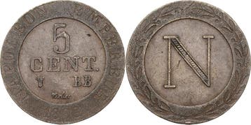 5 Centimes 1808 Frankreich Napoleon I 1804-1814, 1815, Verzenden
