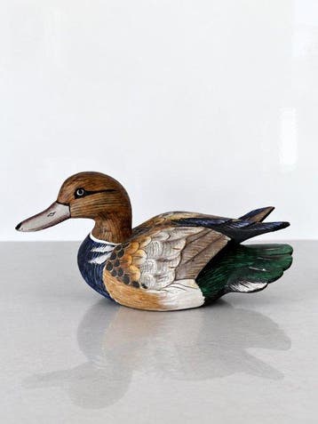 Lokeend - Large 26 cm Hand-Carved & Hand-Painted Wooden Duck